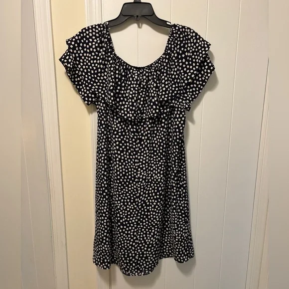 EUC Jessica Howard Ruffle Off-The-Shoulder Mini Shift Dress | Women’s 14 (XL) - Picture 4 of 13